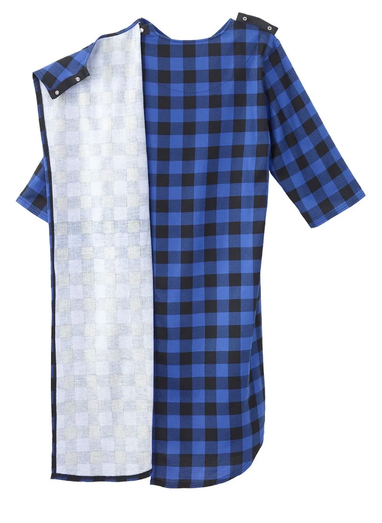 Men's Flannel Adaptive Hospital & Home Care Gown