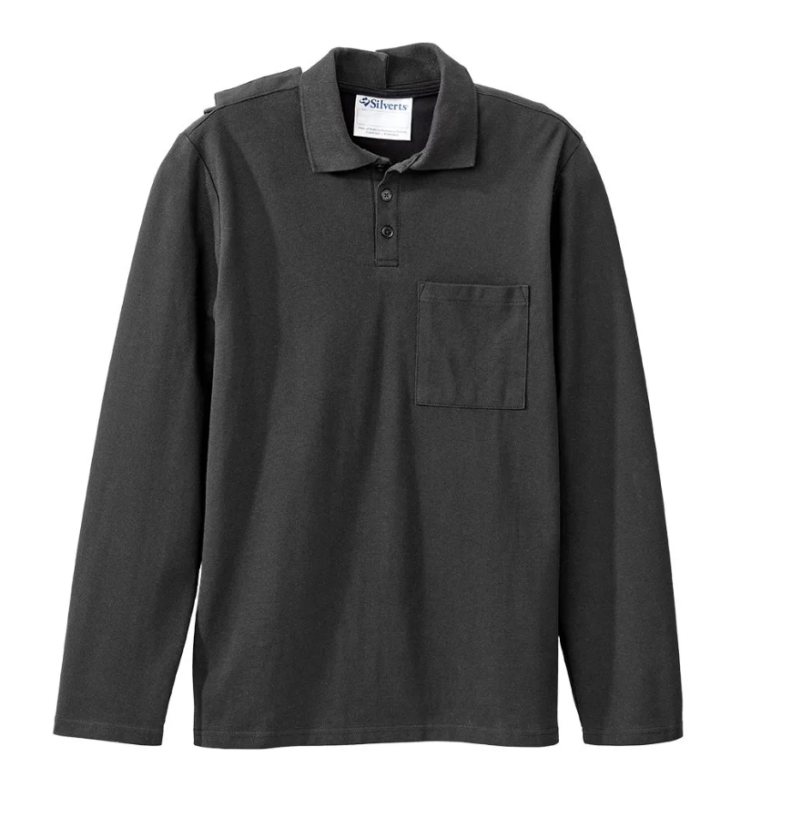 Men's Adaptive Long Sleeve Open Back Polo Shirt