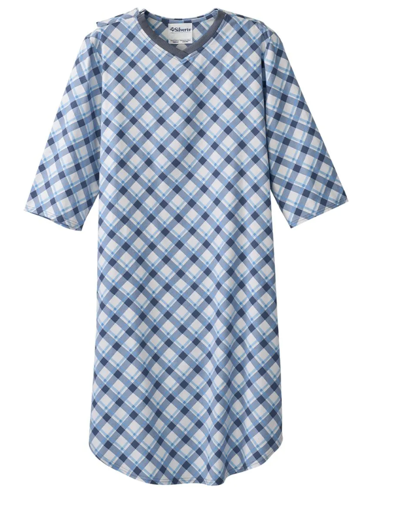 Men's Flannel Adaptive Hospital & Home Care Gown