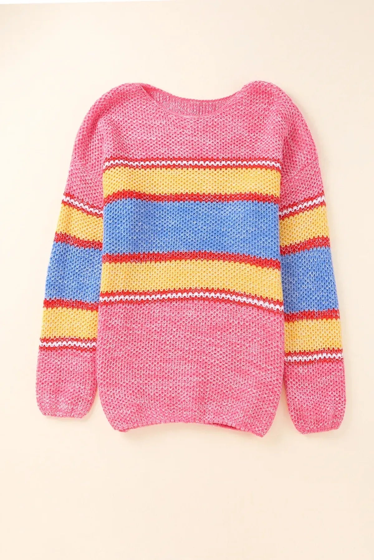Pink Plus Size Stripe Oversized Sweater | Art in Aging