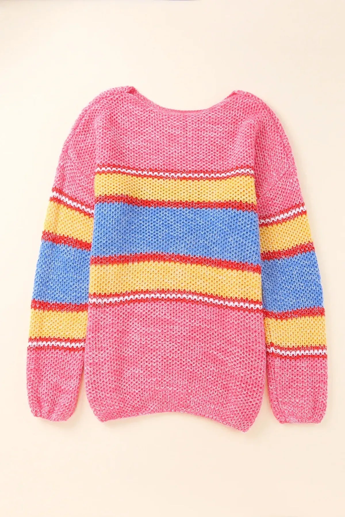 Pink Plus Size Stripe Oversized Sweater | Art in Aging