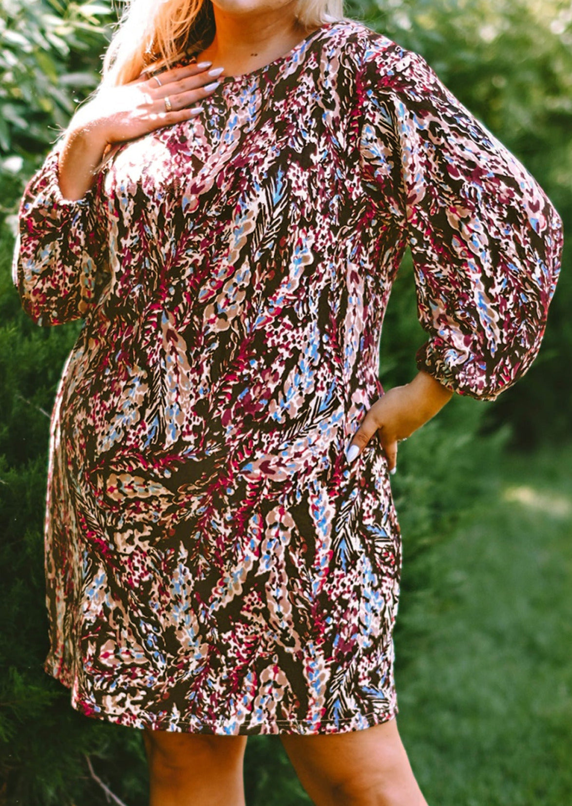 Plus Size Floral Print Mini Dress | Art in Aging