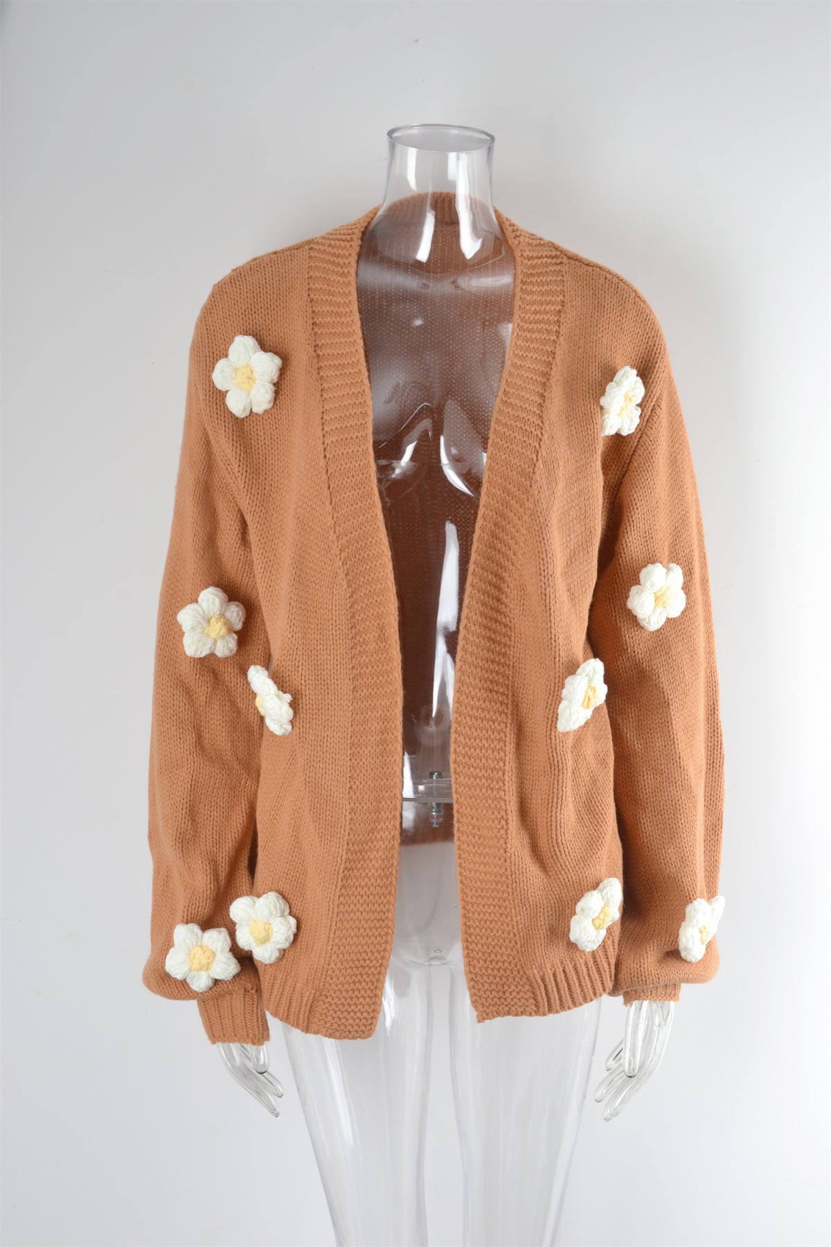 Flower Balloon Sleeve Cable Knit Cardigans | Art in Aging
