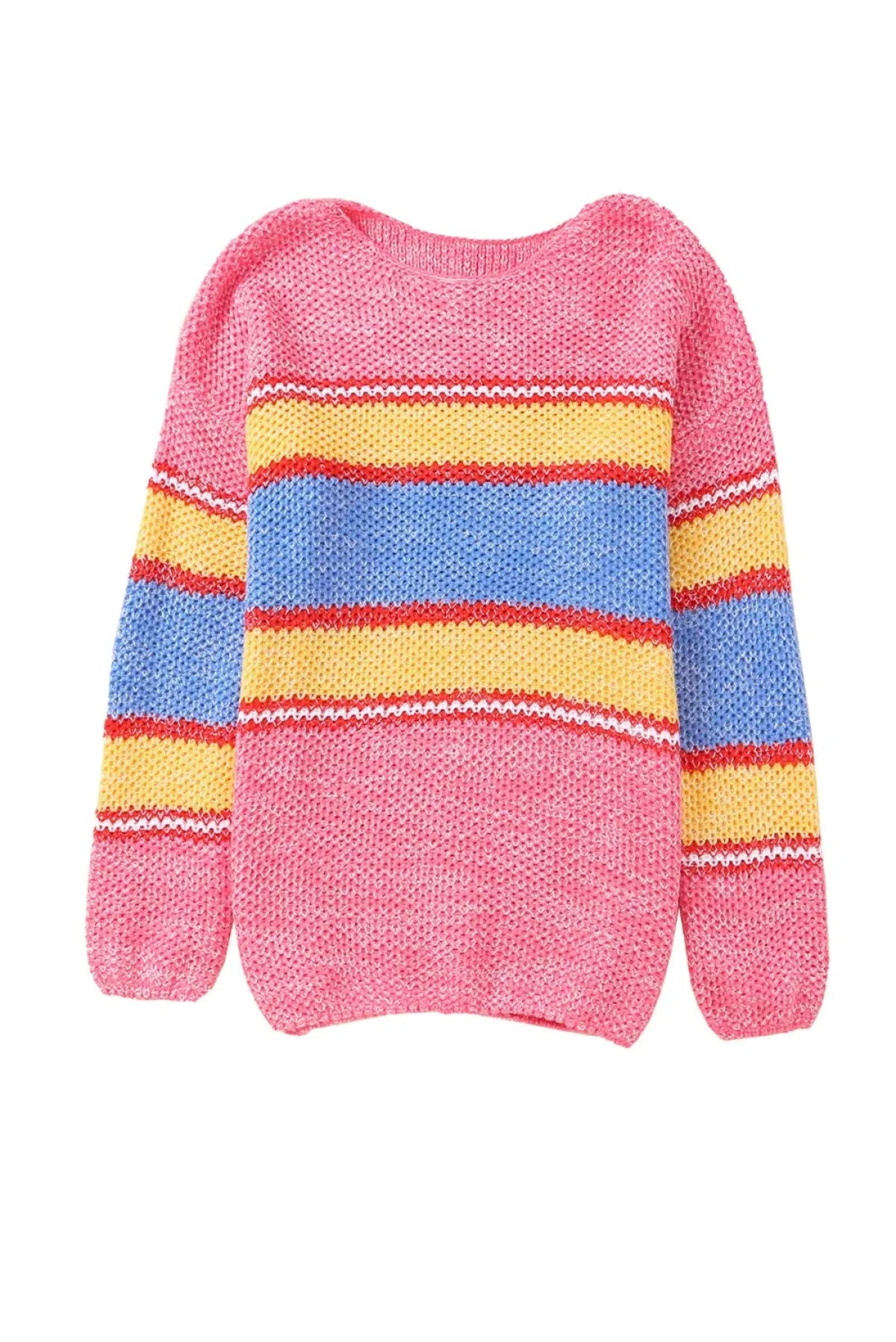 Pink Plus Size Stripe Oversized Sweater | Art in Aging