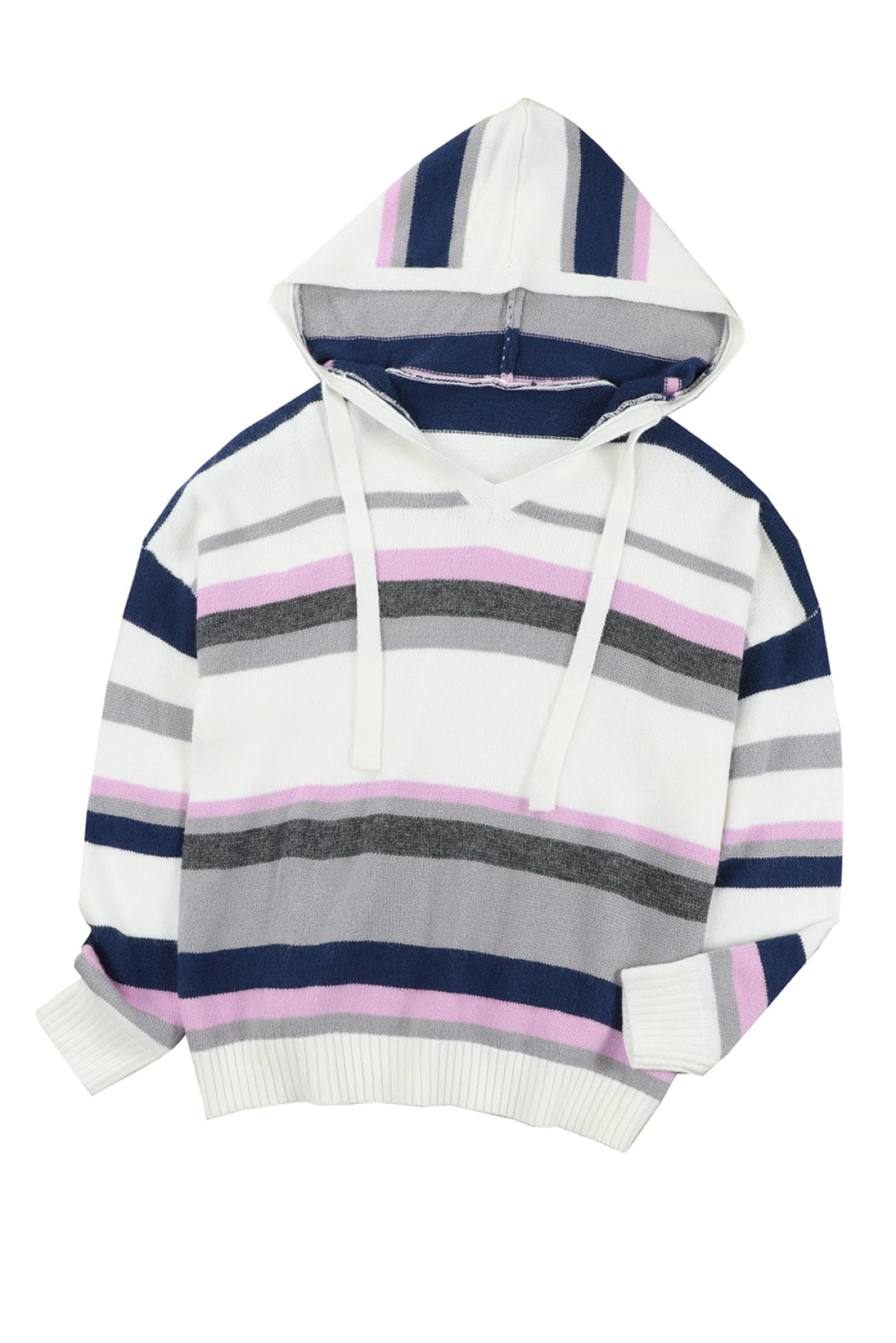 Plus Size Striped Hooded Knit Sweater | Art in Aging