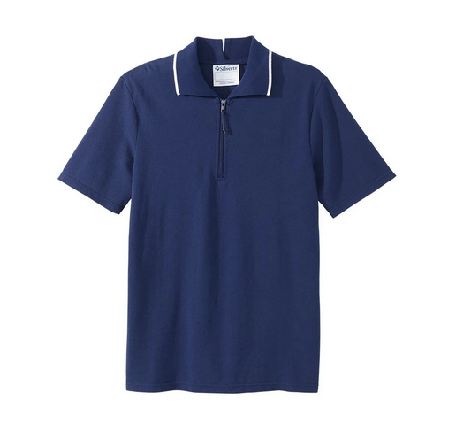 Men's Open Back Polo Shirt No Buttons | Art in Aging