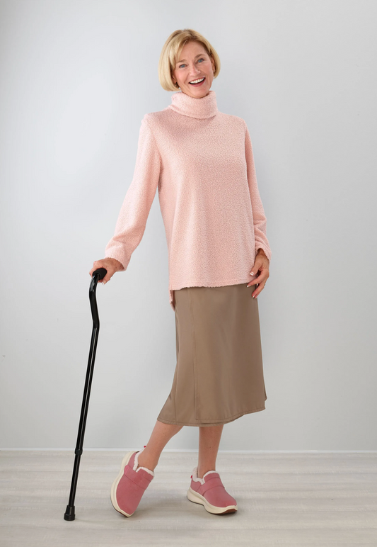 Fashionable Disabled Clothing Open Back Turtleneck Top | Art in Aging