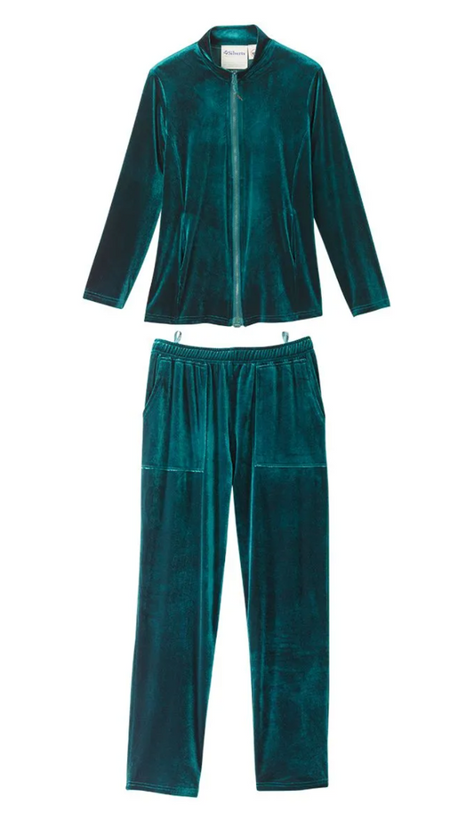 Women's Adaptivewear Velour Tracksuit (Zipper Jacket & Easy Pull-On Pant) | Art in Aging