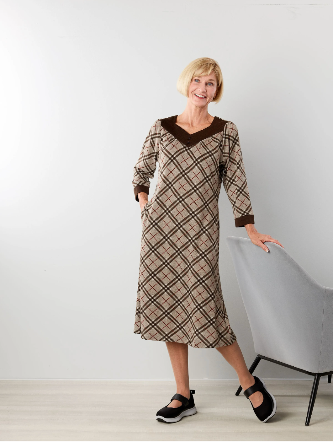 Women's Open Back Sweater Knit Dress for Disabled Dressing | Art in Aging