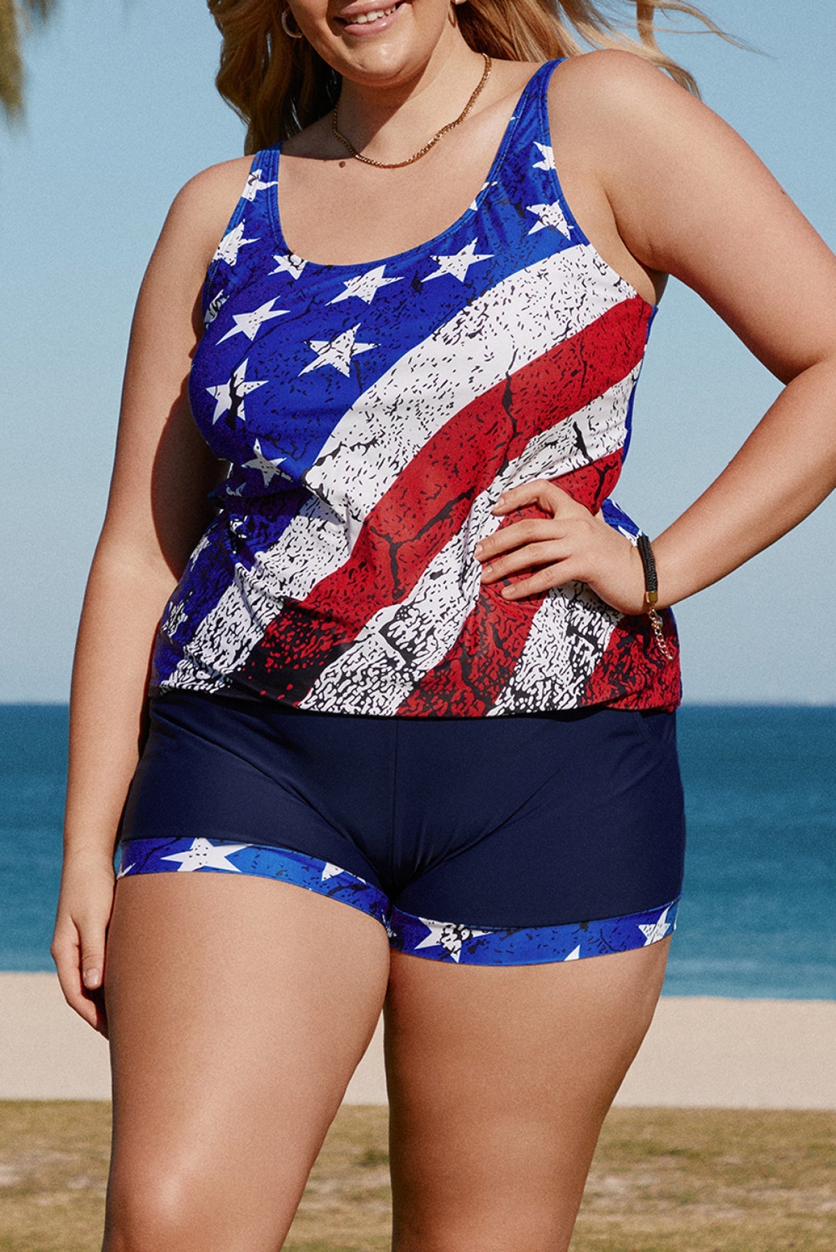 American Flag Print Tankini Plus Size Swimwear | Art in Aging
