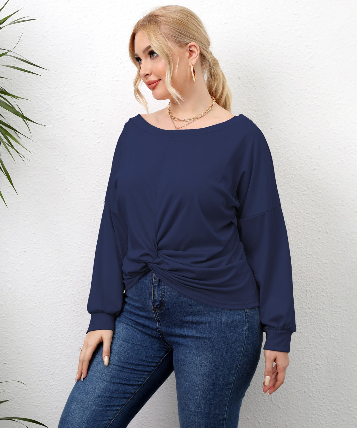 Plus Size Women's Solid Color Twist Top | Art in Aging