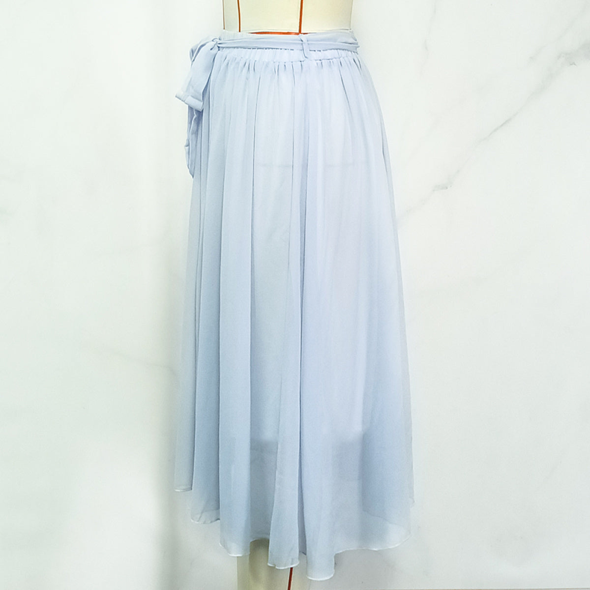 Plus Size Tie Waist Chiffon Pleated Maxi Skirt | Art in Aging