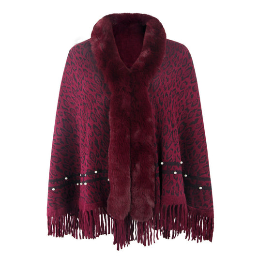 Leopard Fringe Faux Fur Poncho | Art in Aging