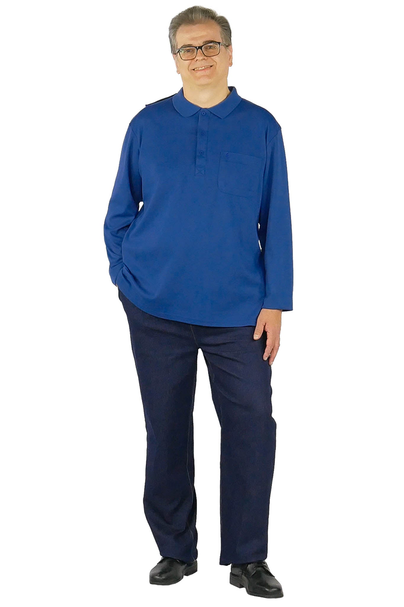 Long-Sleeved Adaptive Polo Shirt for Senior Men | Art in Aging