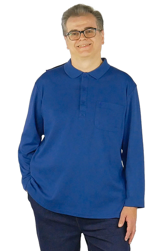 Long-Sleeved Adaptive Polo Shirt for Senior Men | Art in Aging