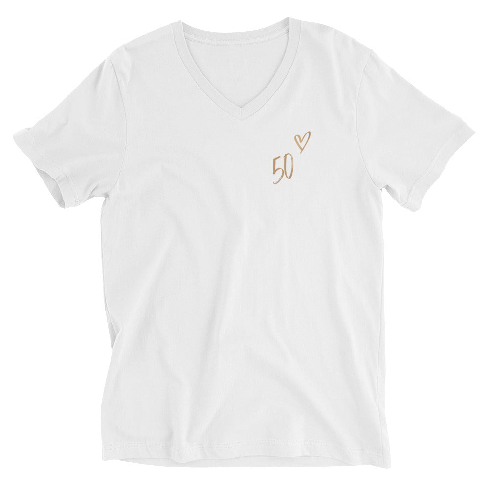 50th Birthday V-Neck T-Shirt | Art in Aging